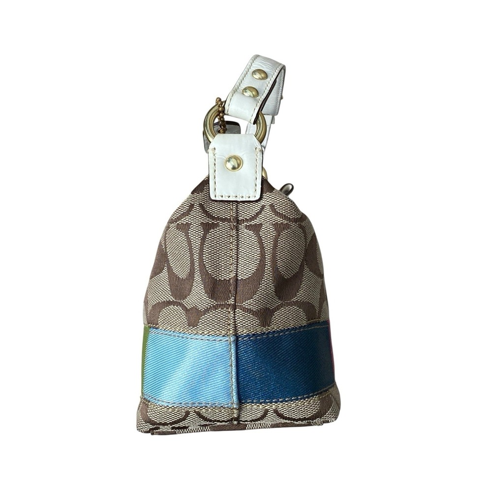 Coach Signature Multi-Color Stripe Shoulder Bag 40540 Top Handle‎ Pouch - Picture 4 of 16